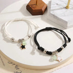luminous glow bead couple bracelet set, stars moons and hearts - view 2