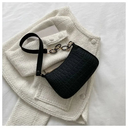 Women's elegant embossed felt handbag with chain strap, multifunctional portable bag by Prime Deal Zone