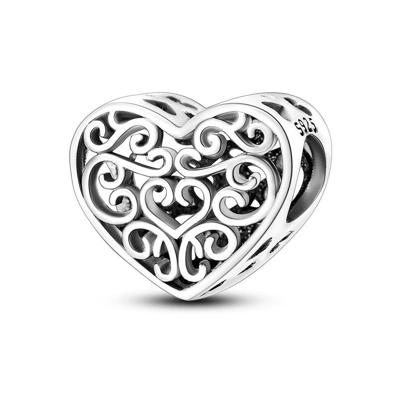 925 Sterling Silver Charm Beads — Hearts, Trees & Sweet Love Designs