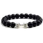 natural lava stone and alloy dumbbell bead bracelet - view 12