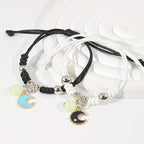 luminous glow bead couple bracelet set, stars moons and hearts - view 7