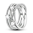 Silver zircon ring styled with everyday outfit