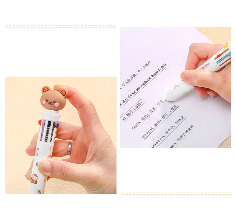 Cute bear cartoon ballpoint pen in multiple colors, ideal for students and office use, featuring a playful design by Prime Deal Zone.