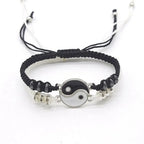 yin yang couple bracelet set, black and white rope - view 3