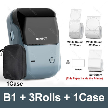NIIMBOT B1 Mini Bluetooth Label Maker | Portable Thermal Printer for Round, UV & Custom Sticker Labels