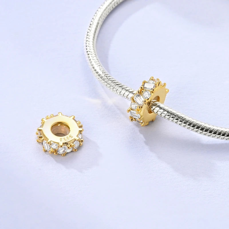 925 Sterling Silver Gold-Tone Charm Beads — Crosses, Bows & Mixed Designs