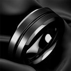 stainless steel 8mm black matte groove wedding band - view 10