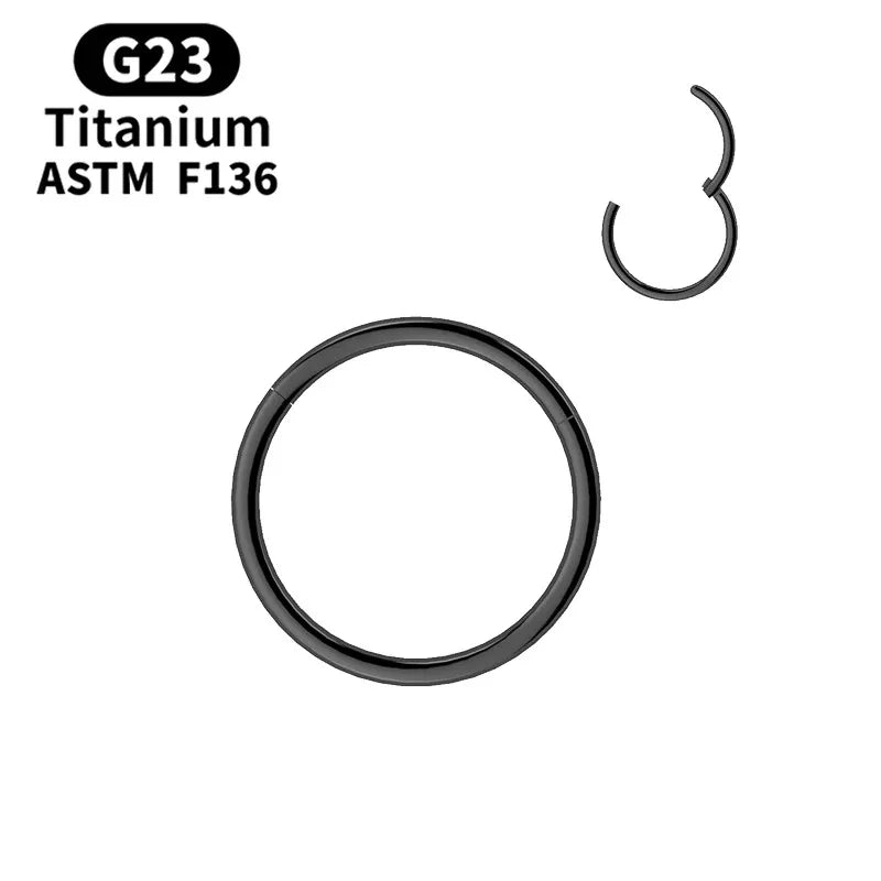 G23 titanium hinged hoop ring, nose cartilage and lip piercing - view 6
