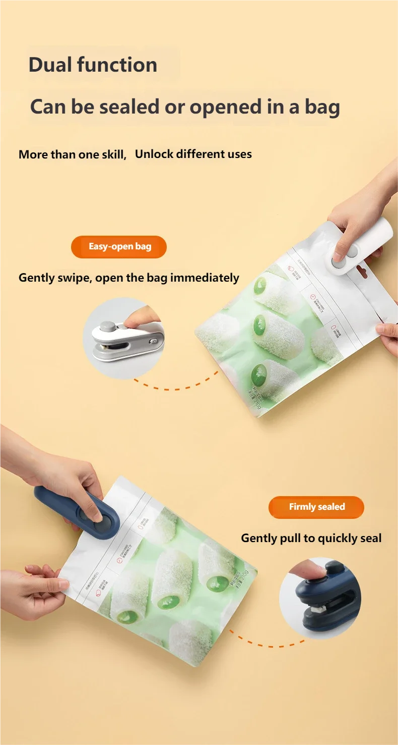 Prime Deal Zone HOMEFISH mini handheld USB rechargeable food sealer sealing plastic storage bags with portable clip.