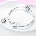 925 sterling silver pet and animal charm beads, dogs paws and hearts - view 2