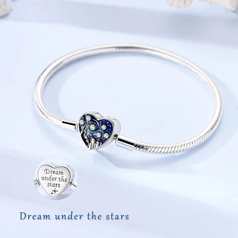 925 Sterling Silver Heart Zircon Snake Chain Bracelet — Multiple Designs, 17–20cm