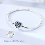 925 Sterling Silver Heart Zircon Snake Chain Bracelet — Multiple Designs, 17–20cm