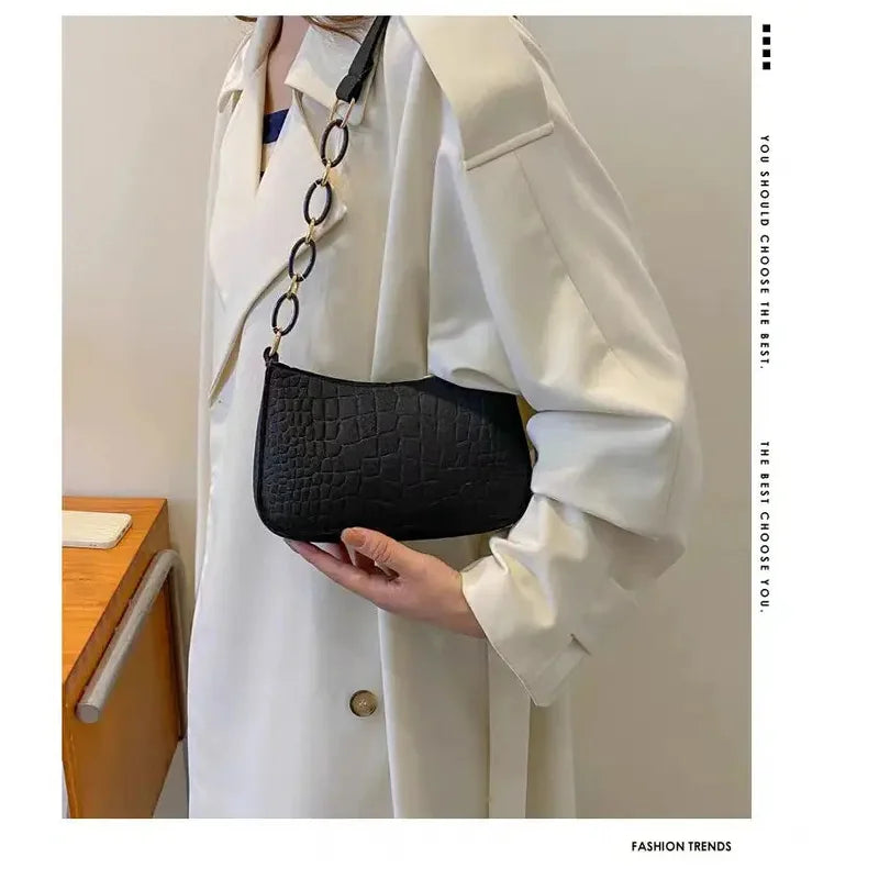Women's elegant embossed felt handbag with a chain strap, multifunctional and portable, by Prime Deal Zone