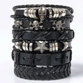 6-piece black punk skull and star bracelet set - view 1
