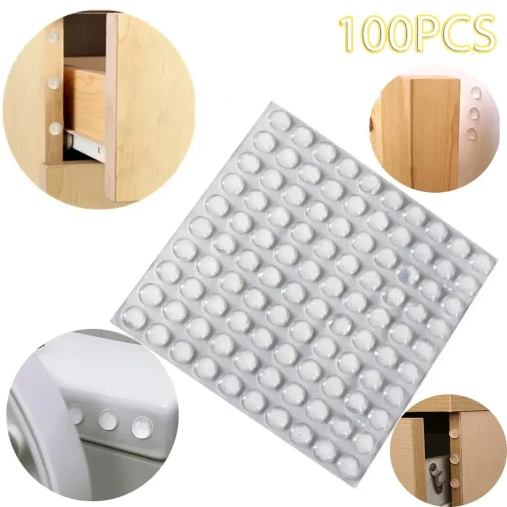 Set of 100 Prime Deal Zone self-adhesive rubber door stopper and bumper cushions, 6x2mm silicone furniture pads for protection and damping.