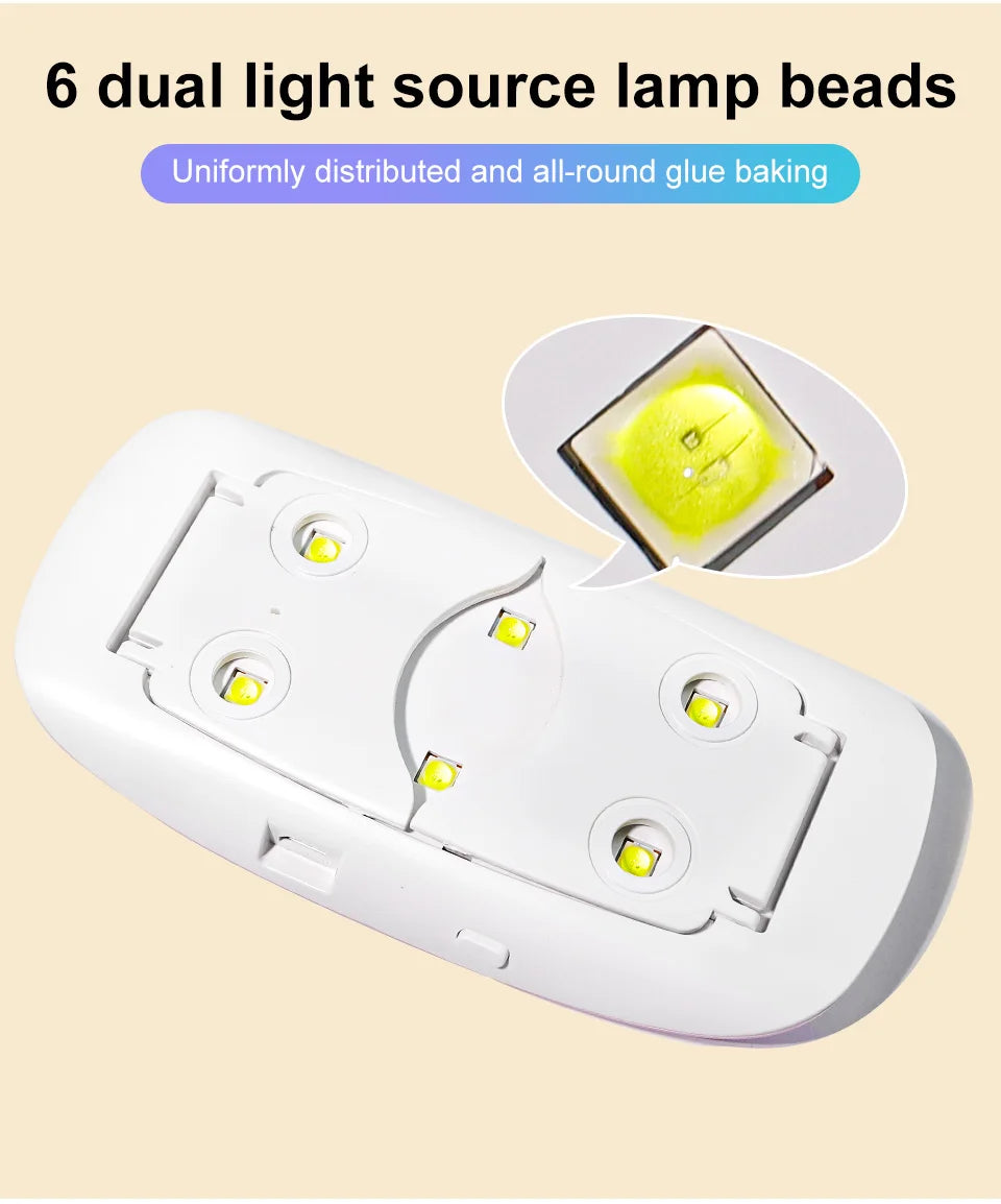 Prime Deal Zone 6W mini nail dryer with 6 LED UV lamp, portable manicure lamp for drying nail polish at home with USB cable
