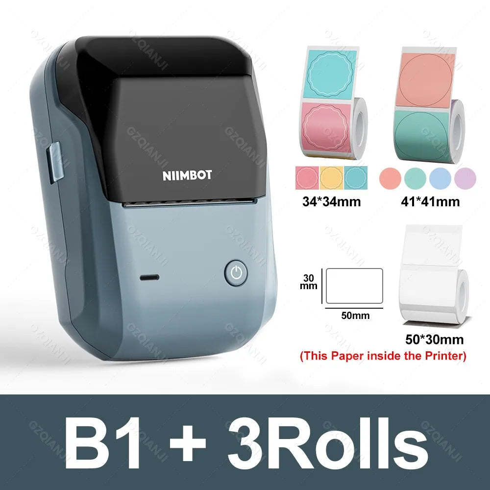 NIIMBOT B1 Mini Bluetooth Label Maker | Portable Thermal Printer for Round, UV & Custom Sticker Labels