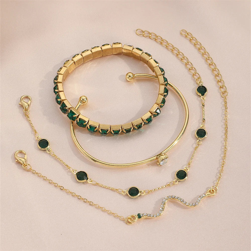 snake and gemstone rhinestone bangle set - view 5