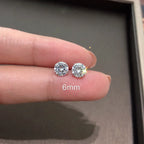 Sterling silver CZ stud earrings, round cubic zirconia - view 8