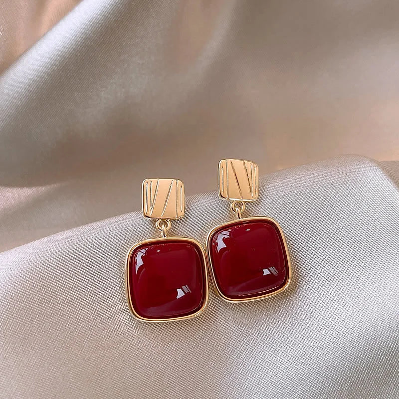 zircon cross and geometric stud earrings, light luxury - view 12