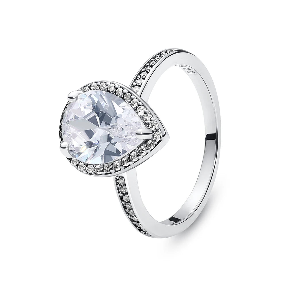 925 Sterling Silver Crown Heart Ring with Zircon