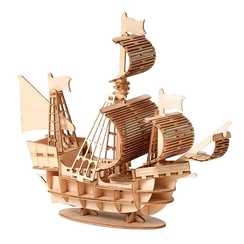 Prime Deal Zone 3D wooden sailboat puzzle assembly model, detailed DIY craft for desktop decoration and gift ideas