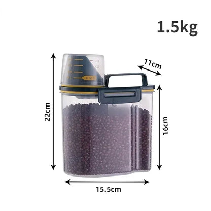 Prime Deal Zone Freshness Lock Tank 2kg pet food storage container with measuring cup for keeping pet food fresh and organized.