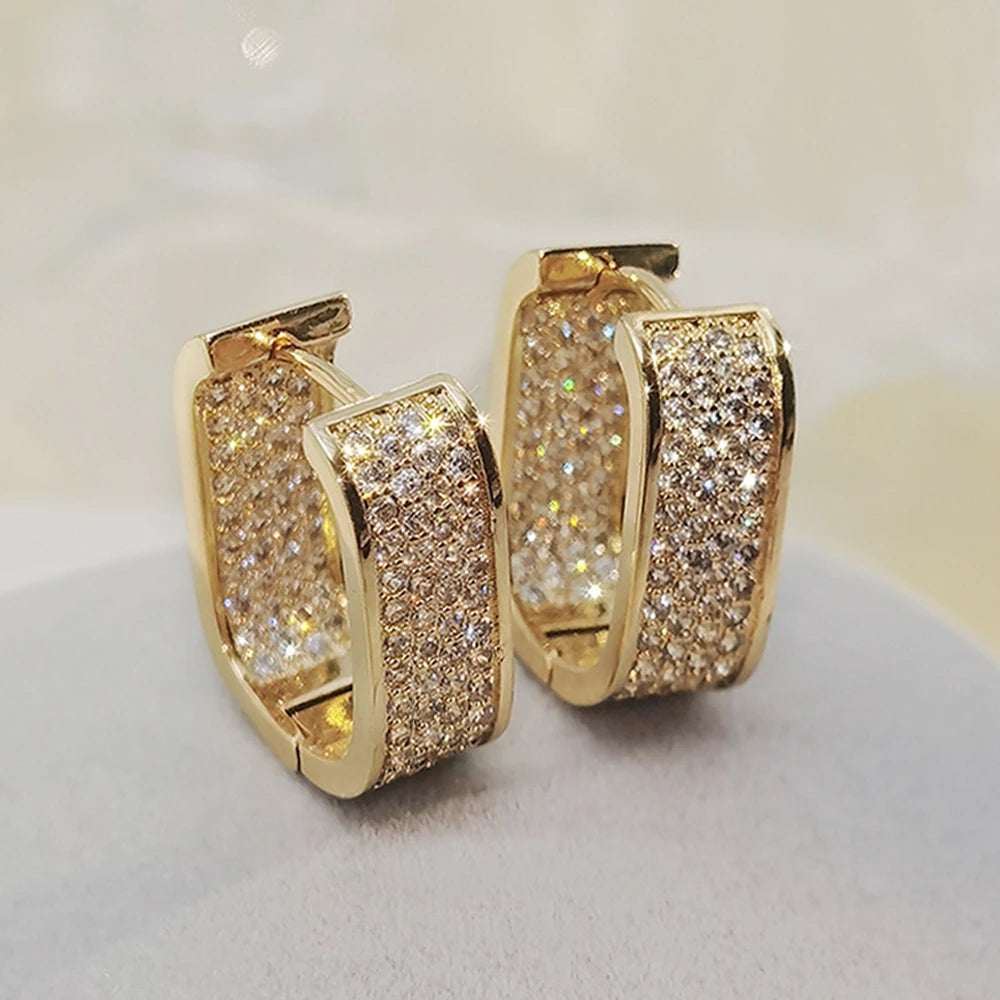 pave CZ hoop earrings, silver and gold tone - view 6