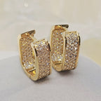 pave CZ hoop earrings, silver and gold tone - view 6