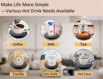 Prime Deal Zone USB mug warmer with thermostatic heating for coffee, tea, and milk in a sleek electric cup heater for office or home use.