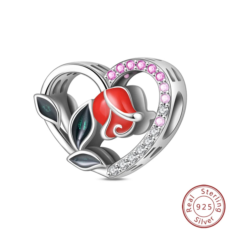 925 Sterling Silver Red Wine & Chili Charm Beads
