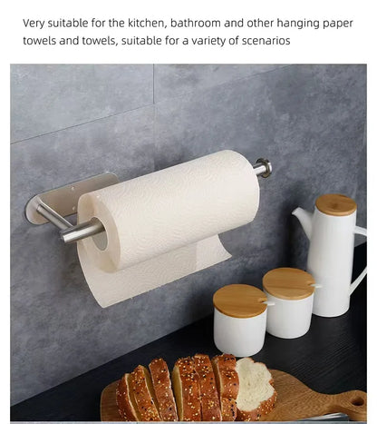 Prime Deal Zone adhesive kitchen paper towel holder and toilet roll dispenser mounted on bathroom cabinet for convenient storage