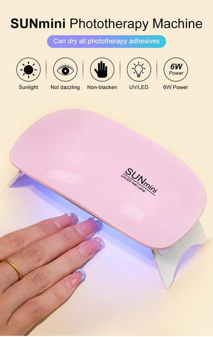 Prime Deal Zone 6W mini nail dryer with 6 LED UV lamp for quick manicure drying, portable home use with USB cable.