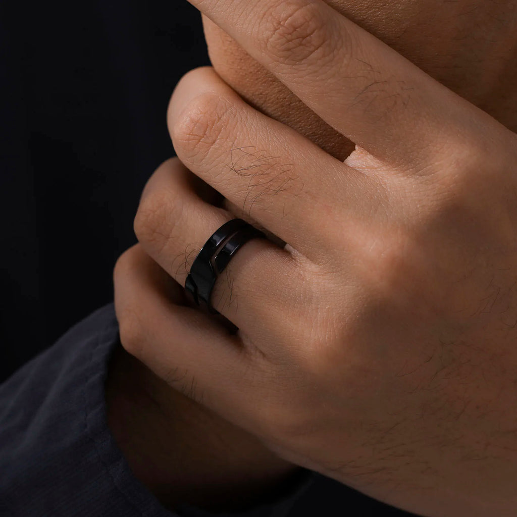 stainless steel minimalist band ring - view 19