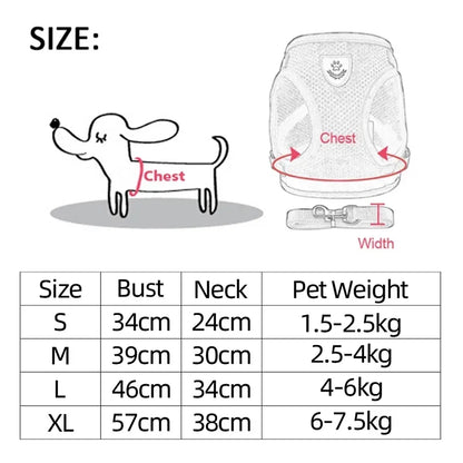Adjustable Prime Deal Zone cat harness vest with leash, mesh polyester, suitable for small and medium puppies and dogs.