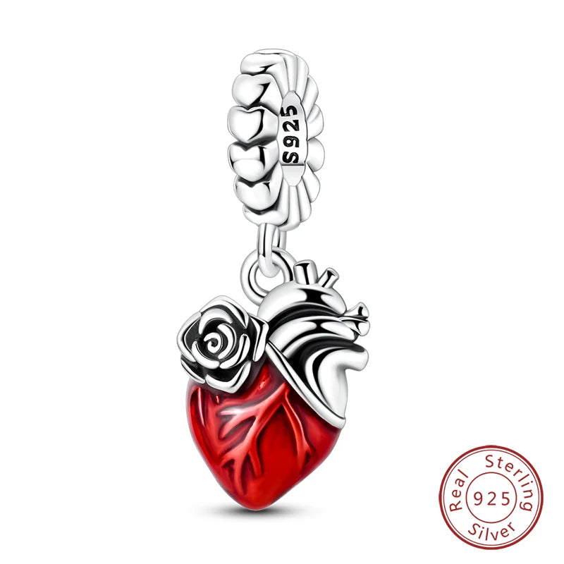 925 Sterling Silver Red Wine & Chili Charm Beads