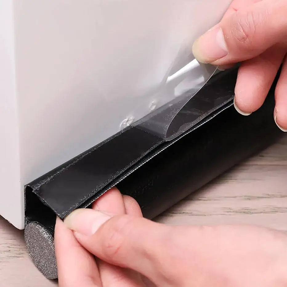 Prime Deal Zone adjustable door draft stopper seal strip blocking cold air under the door with foam weatherstrip for gap prevention.