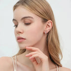 Sterling silver zircon circle stud earrings - view 12
