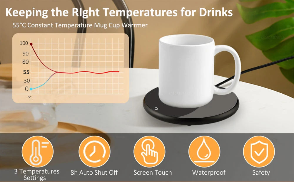 Prime Deal Zone USB mug warmer with electric heating coaster, ideal for keeping coffee or tea warm at office or home.