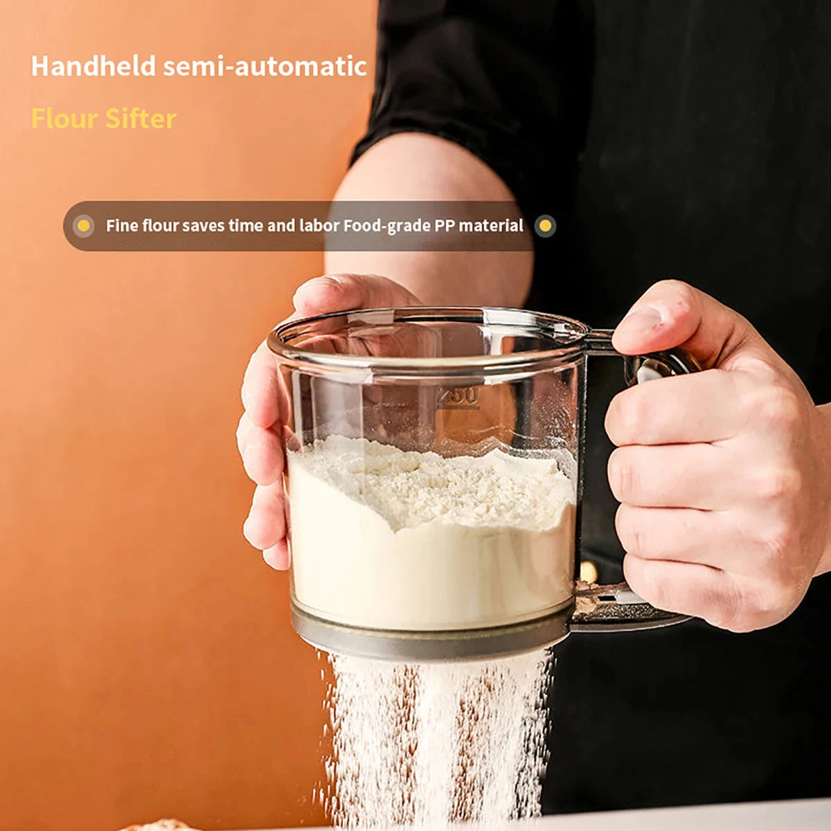 Prime Deal Zone HOMEFISH kitchen baking cake flour sieve with 40 mesh, semi-automatic filter, capacity scale, for sifting flour.