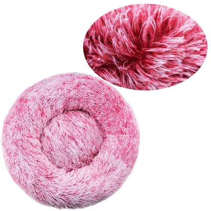 Round pet bed by Prime Deal Zone in 6 sizes, super soft plush dog and cat bed for medium to large pets, winter warm sleeping space