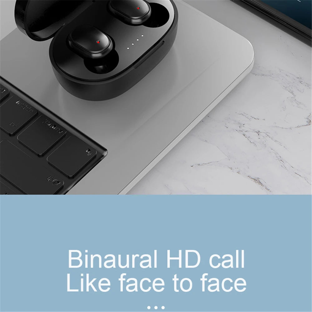 Wireless Bluetooth earphones with LED display, touch control, stereo sound, designed for sports, compatible with Xiaomi and Huawei.