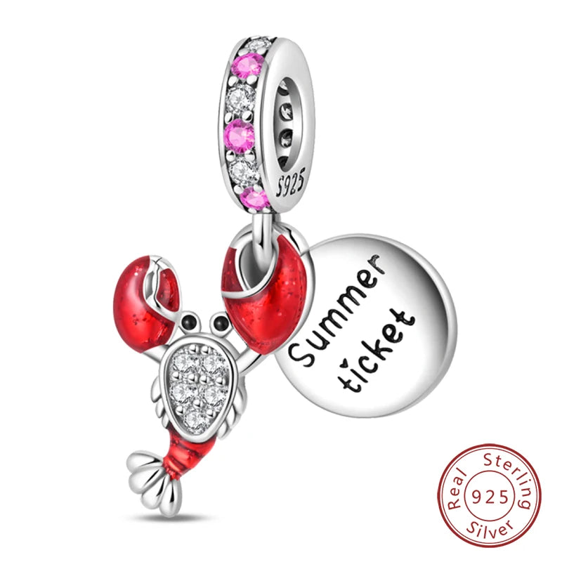 925 Sterling Silver Red Wine & Chili Charm Beads