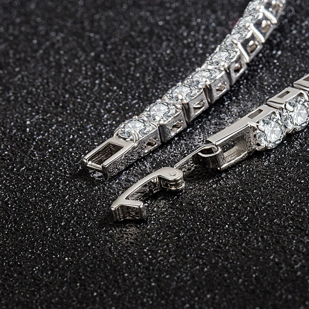 925 sterling silver CZ tennis bracelet, 4mm links - view 4