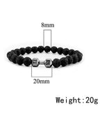 natural lava stone and alloy dumbbell bead bracelet - view 7