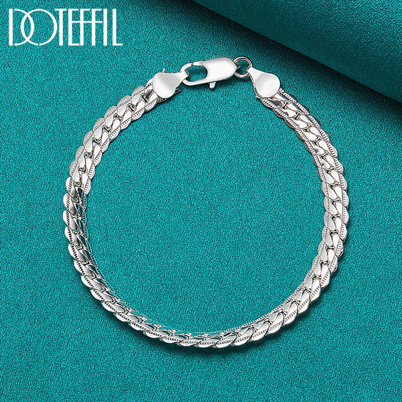 925 sterling silver flat chain bracelet, lobster clasp - view 2