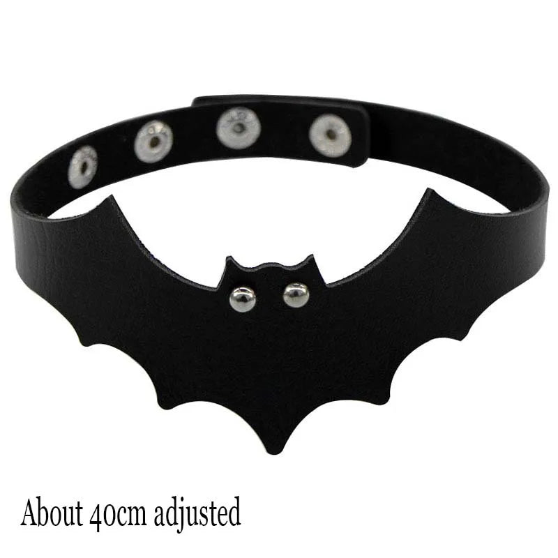 black PU leather punk choker collar necklace, rivet detail - view 12