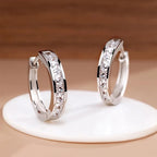 Sterling silver zircon circle stud earrings - view 1