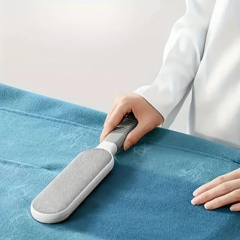 Prime Deal Zone double-sided pet hair remover lint brush with electrostatic sticky surface for cat hair on clothing, sofa, and carpet.