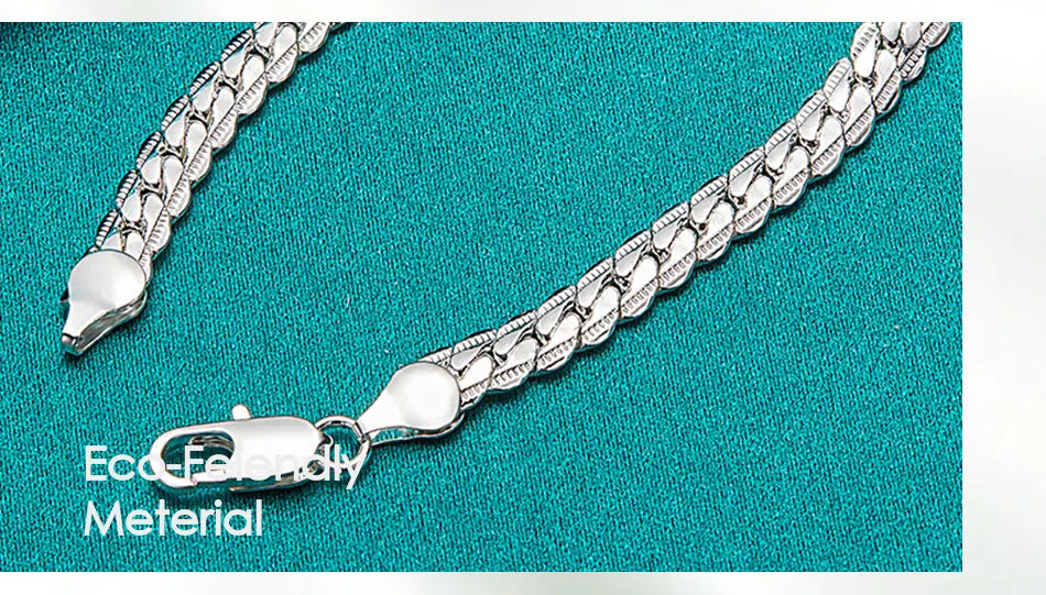 925 sterling silver flat chain bracelet, lobster clasp - view 13